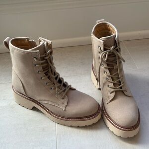 Oasis Society lace up tan booties. Never worn. Size 7 1/2